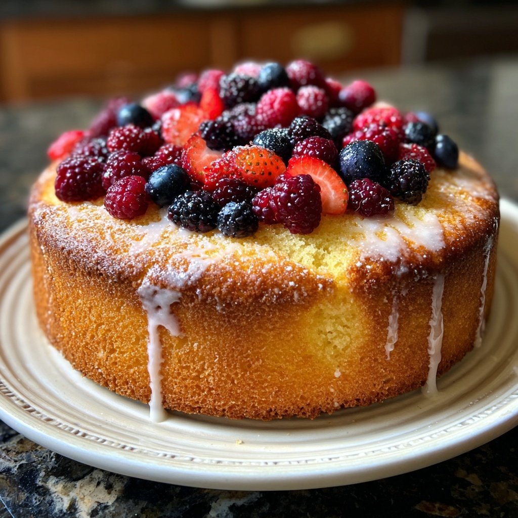 Zitronenkuchen mit Beeren