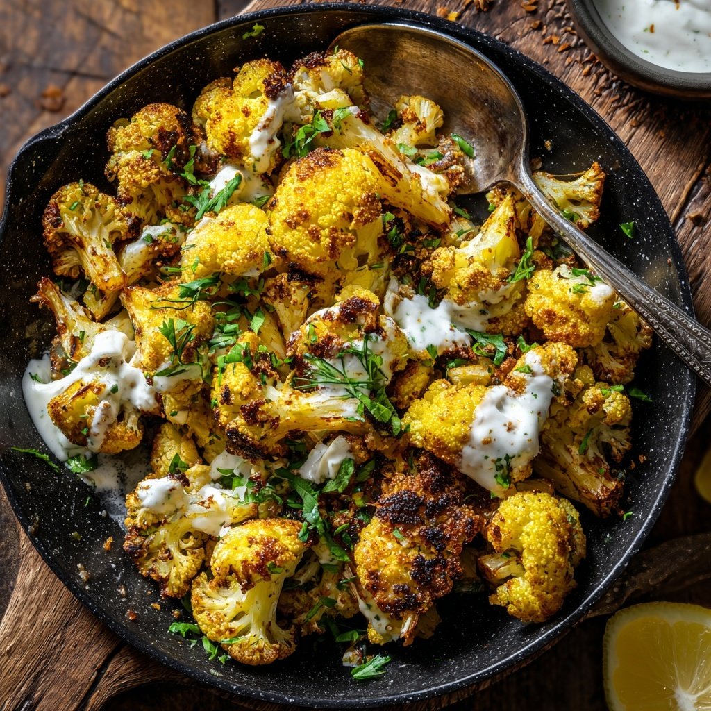 Blumenkohl Pfanne Mit Zitronen Joghurt