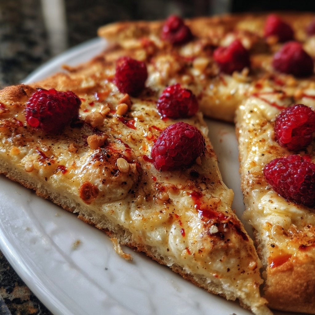 Flammkuchen mit Himbeeren und Brie
