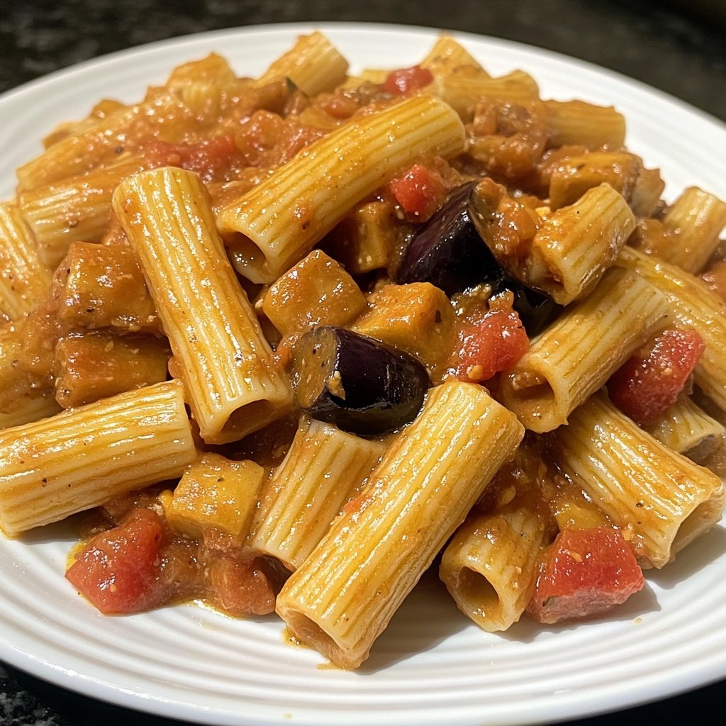 Rigatoni mit Auberginen-Tomatensauce