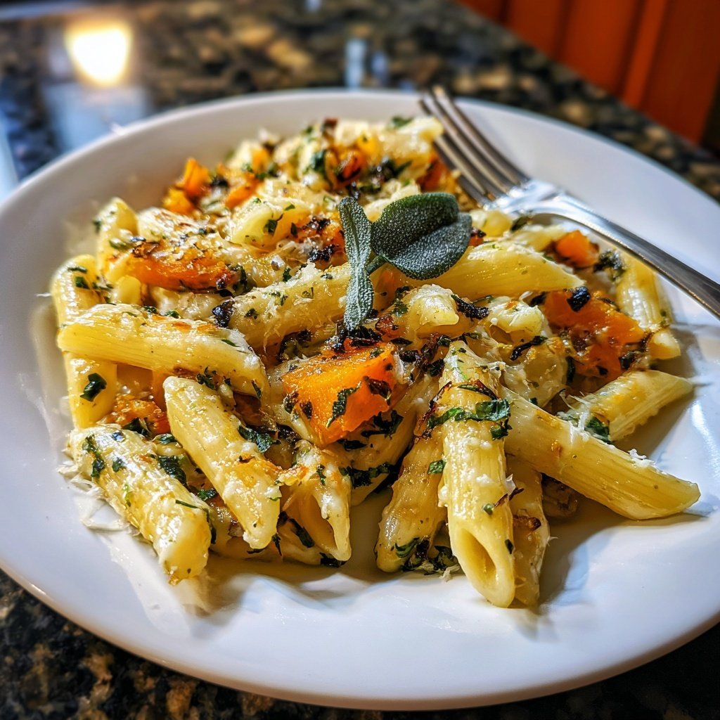 Penne mit Kürbis und Salbei