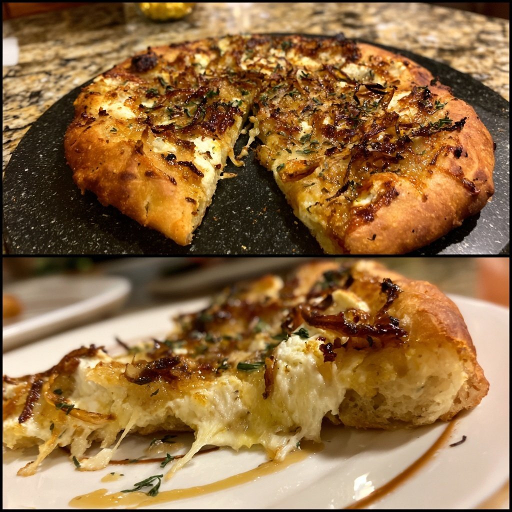 Pizza mit Ziegenkäse und Honig