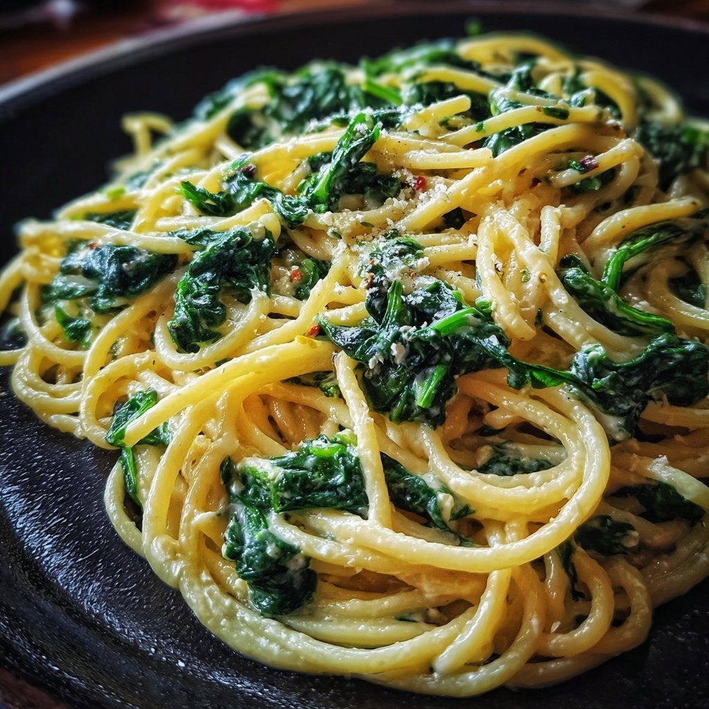 Spaghetti mit Spinat und Ricotta