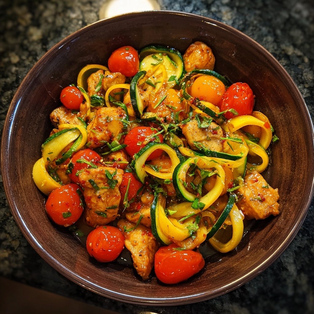 Kalorienarme Hähnchenpfanne Mit Zucchini Und Tomaten