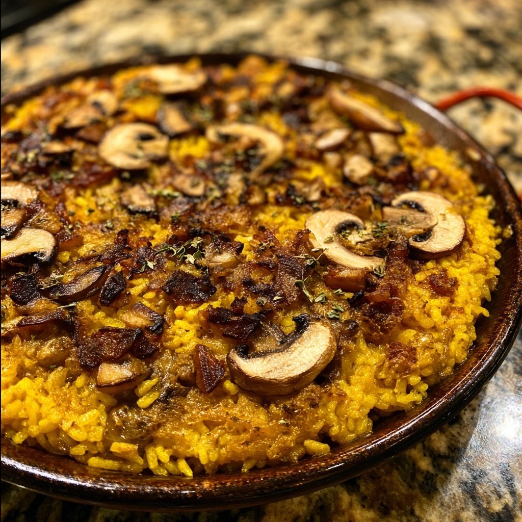 Paella mit Pilzen