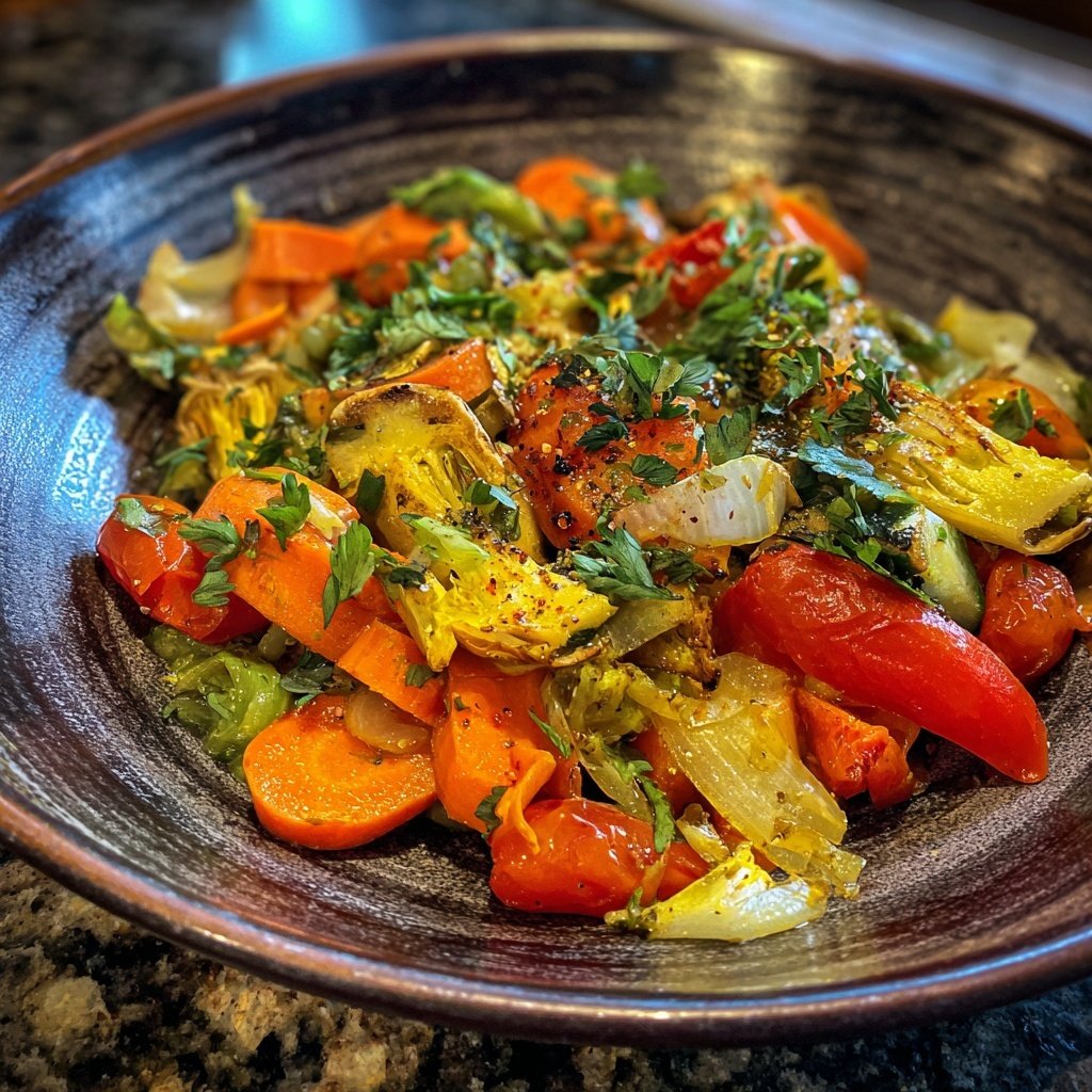 Abendessen mit Gemüsepfanne