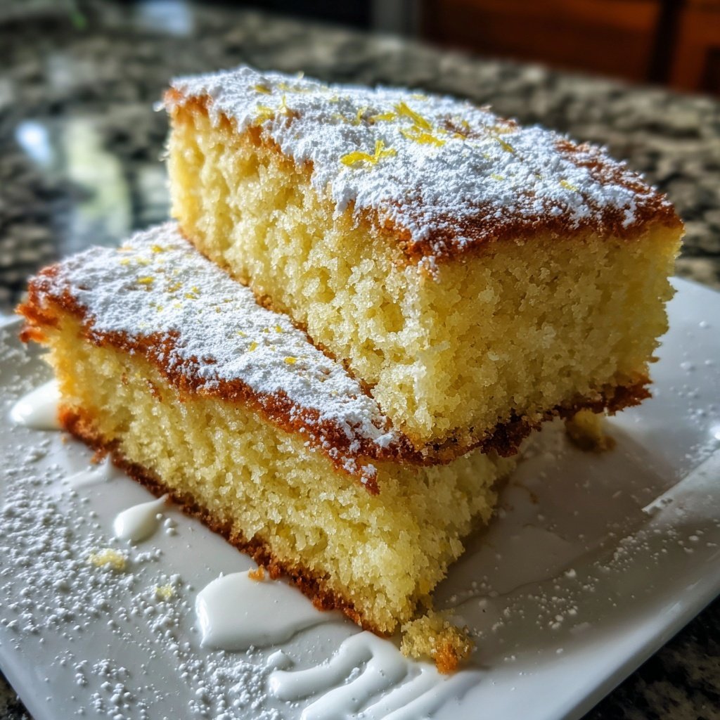 Zitronenkuchen mit Puderzucker