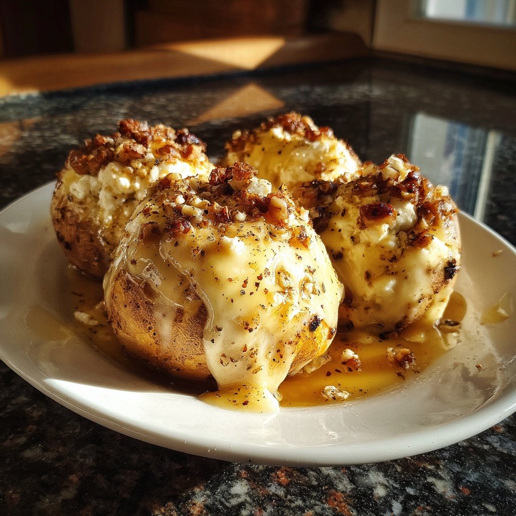 Gefüllte Süßkartoffeln mit Honig und Feta