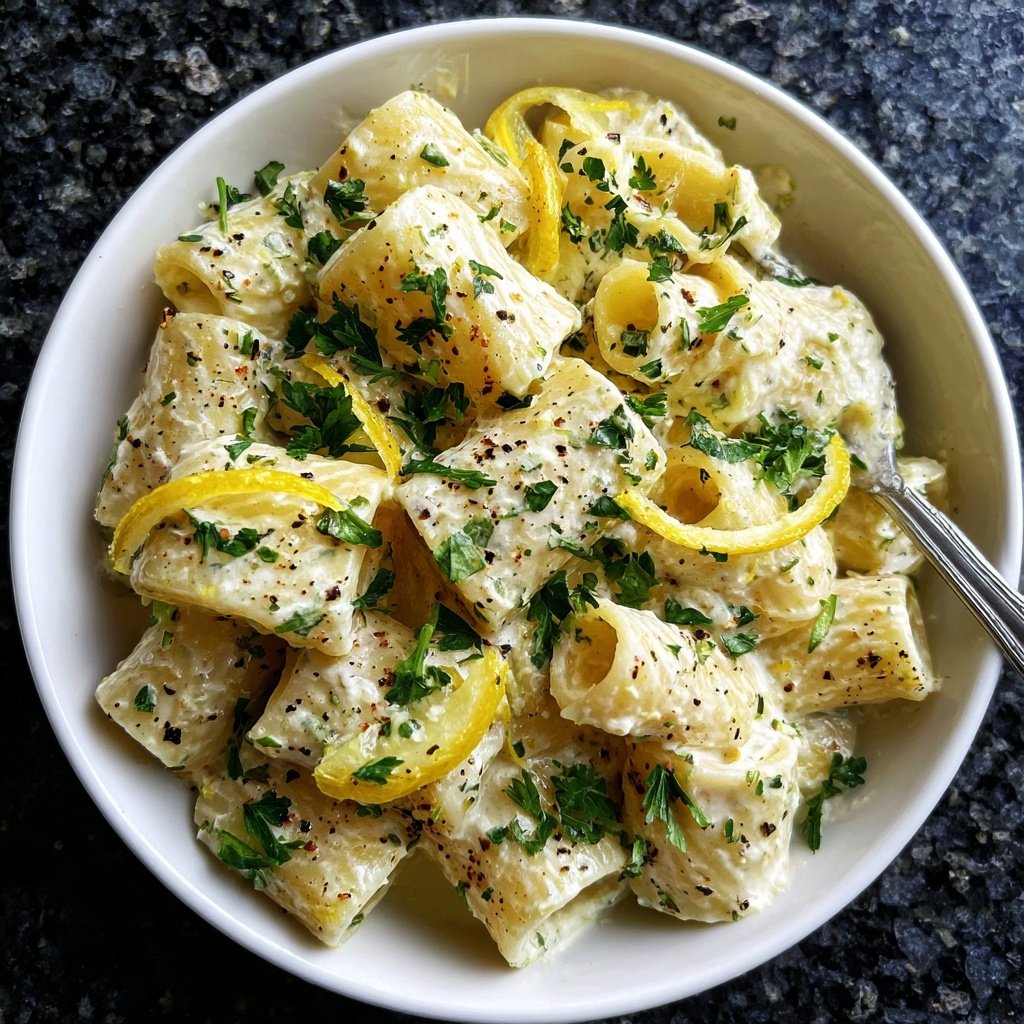Rigatoni mit Ricotta und Zitrone