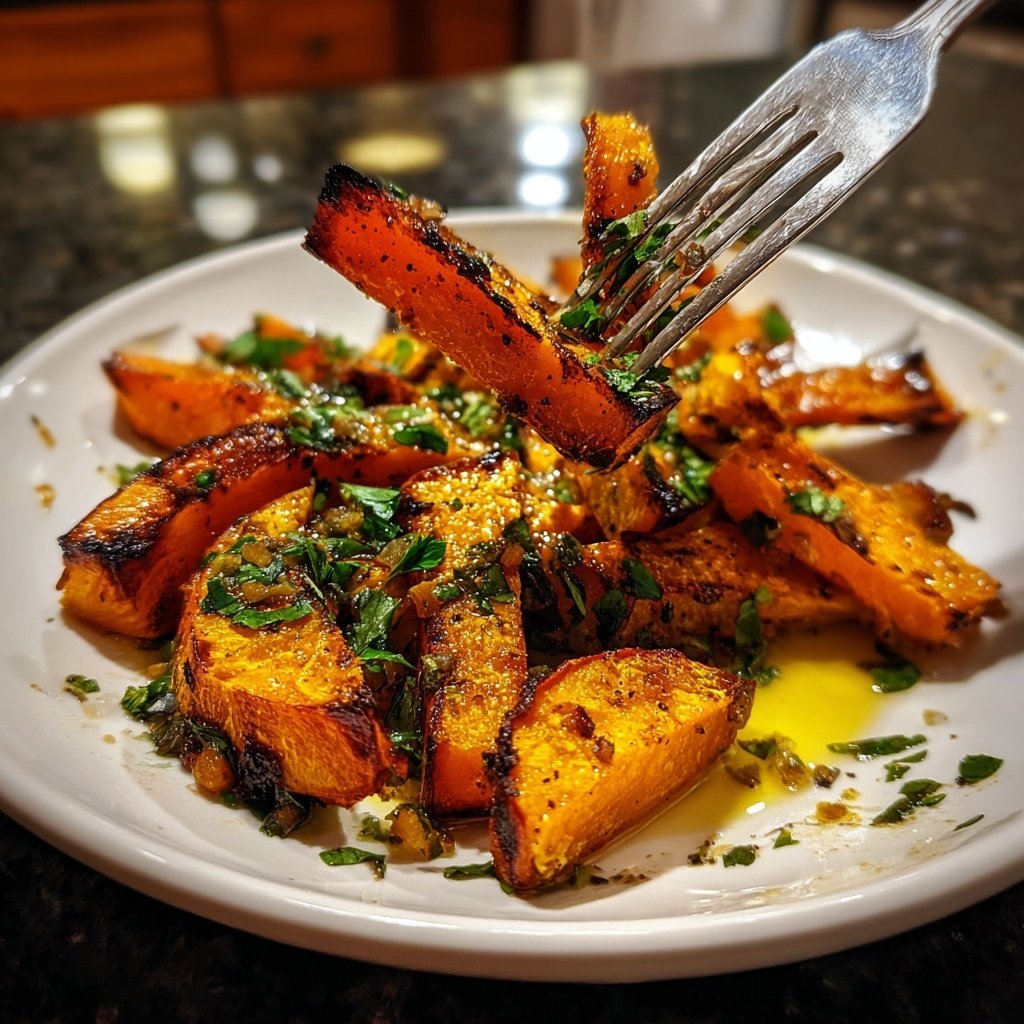 Abendessen vegetarisch mit Ofenkürbis